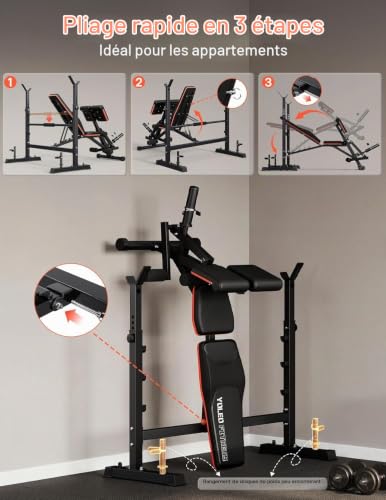 YOLEO Banc de Musculation Olympique Multifinctionnal avec Développé Couché (1+X) – vue 8