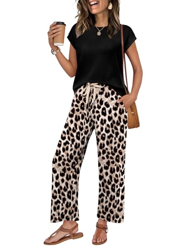 Image of WIHOLL Two Piece Sets for Women Summer Spring Outfits Lounge Sets Beach Vacation Clothes Airport Travel Matching Clothing
