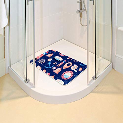 Alfombrilla de baño antideslizante con ventosas Bennigiry y drenaje rápido azul 7