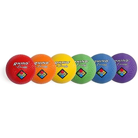 Champion Sports Rhino Playground Ball Set, 8.5"D -Two-Ply, Nylon Wound - Set of 6 Colors Cover