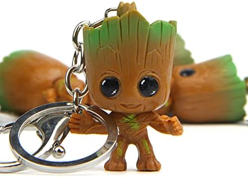 4 Styles Cartoon Super Hero Keychains Baby Tree Man Bag Pendants Key Ring For Women Kids Girls Movie Figures Toys Gift