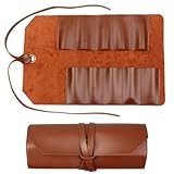 Vintage PU Leather Tool Roll - Large Capacity Waterproof Wrap for Hardware Tools, Camping & DIY Accessories