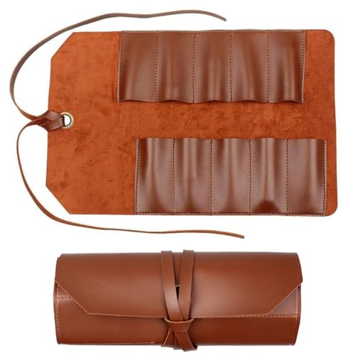 Vintage PU Leather Tool Roll - Large Capacity Waterproof Wrap for Hardware Tools, Camping & DIY Accessories
