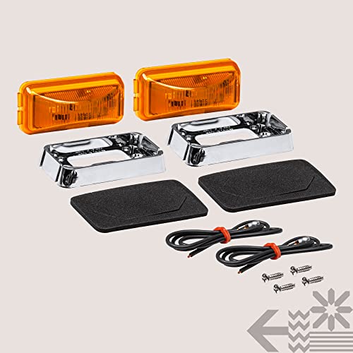 2Pc 2.5" Amber Led Trailer Marker Light W/Chrome Bezel [Dot Fmvss 108] [Sae P2Pc] [Surface Mount] [Waterproof Ip67] Side Marker Lights For Trailer Truck #TOP7