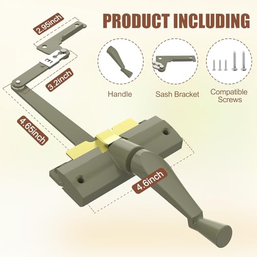 TAMIDN Split Arm Operator with Handle, Left and Right Hand Options, Compatible with Andersen A Series and 400 Series Perma-Shield Casement Windows from 1982 to 1995 Stone