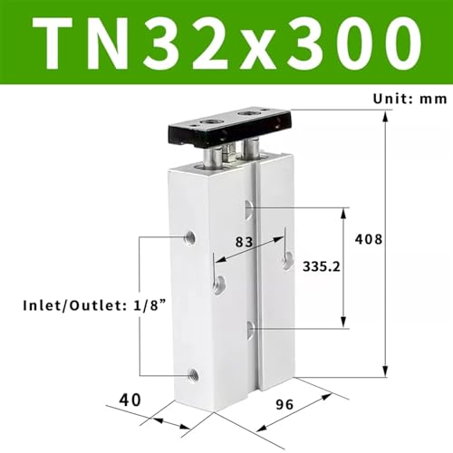 Vérin pneumatique compact TN32 double action alésage 32 course 300mm - 2