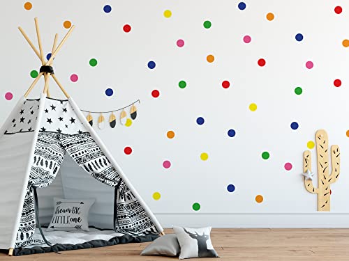 QuoteMyWall Wandaufkleber, mehrfarbig, Regenbogenfarben, gepunktet, zum Selbermachen, abziehen und aufkleben, bunt, für Kinderzimmer, Schlafzimmer, Kinderzimmer, Wandkunst, abnehmbar, 6 cm, 60 mm Cover