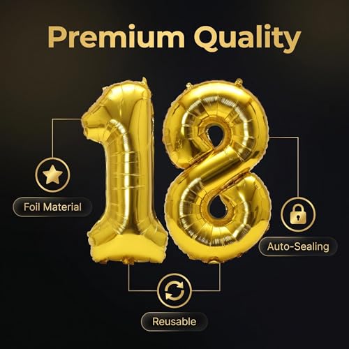 Image of YPSelected 32 Inch Large Foil Helium Number Balloon Birthday Wedding Party 0-9 (Gold, 8)