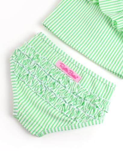 RuffleButts Spring Green Seersucker Seersucker One Shoulder Ruffle Tankini - 12-18m - Thumbnail 4