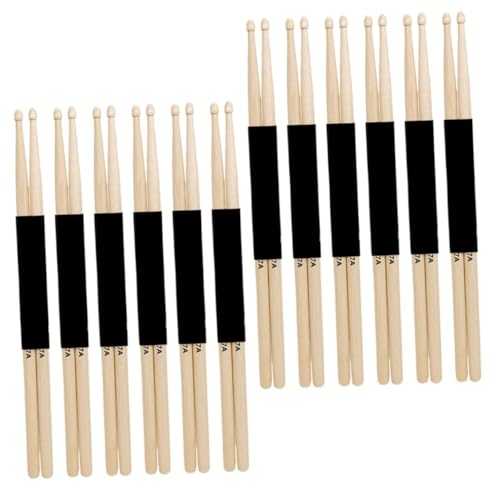 Baquetas de arce HANABASS, 12 pares, con punta de nailon, para práctica de batería, jazz y principiantes miniatura 1