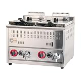 Cleiton® Freidora a Gas Doble 15+15 Litros Sobremesa | Freidora Industrial para Hostelería de Calentamiento Rápido para una Fritura Profesional para Bares y Restaurantes