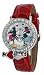 Disney MCKAQ1268 Girl's Loving Couple Mickey and Minnie Mouse Rhinestone Charm Red Strap Watch