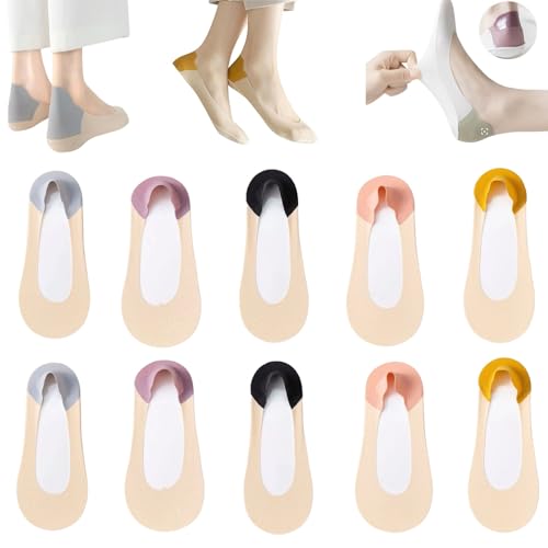JPSSJGYH New Invisible Breathable Ice Stockings，Non-Slip Invisible Ice Silk Socks，Ultra Low Top Lined Socks (10 Pairs-G,one Size)