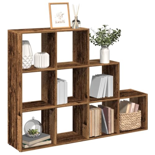 Estantería de madera rústica de 9 cubos para organizar el salón y las habitaciones de casa 2