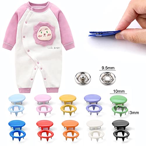 Juego de 200 herramientas de kit de sujetadores a presión, anillos de botones a presión de metal con alicates de sujeción, kit de herramientas de presión para costura y manualidades de ropa, 200 pie