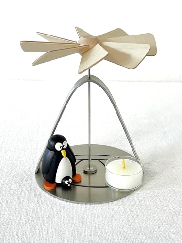 Generisch Weihnachtspyramide Edelstahl/Wärmespiel mit Pinguin echt...