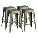 Furmax 24 Inches Gun Metal Stools High Backless Bar Stools Indoor-Outdoor Counter Height Stackable Stools(Set of 4)