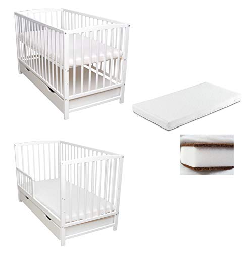 Bello24 Kinderbett Massivholz 60x120cm - Mit Matratze & Umbaukit Zur Couch