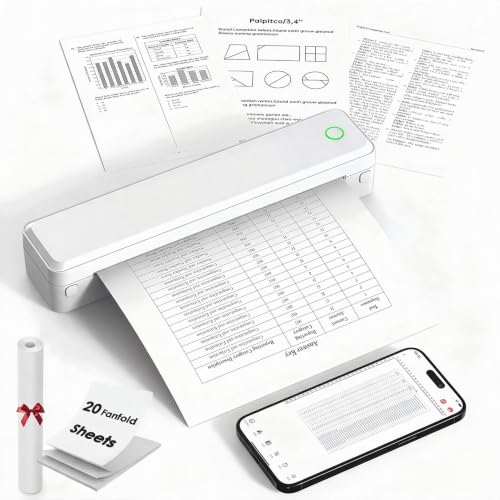 KNAON Imprimante Thermique Portable, imprimante Bluetooth sans Fil pour Voyage, Maison, Bureau et école, Blanc