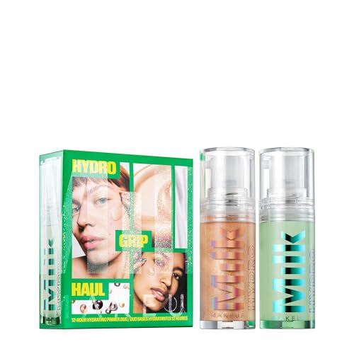 Milk Makeup 12HR Hydro Grip Face Primer Gift Set – Includes 2 Hydrating, Travel Size Makeup Primers with Dewy + Radiant Finishes – Award-Winning, Long-Lasting, Silicone-Free Formulas – .33oz + .34oz