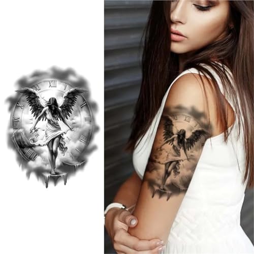 Ali d'angelo, tatuaggio temporaneo realistico impermeabile a forma di angelo, durata 1-2 settimane, per braccio, tatuaggi finti semipermanenti(1pcs)