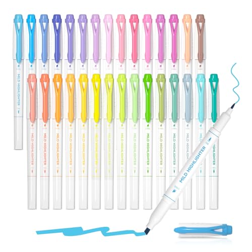 Surligneur pastel 30 pièces double pointe douce pour école et adultes