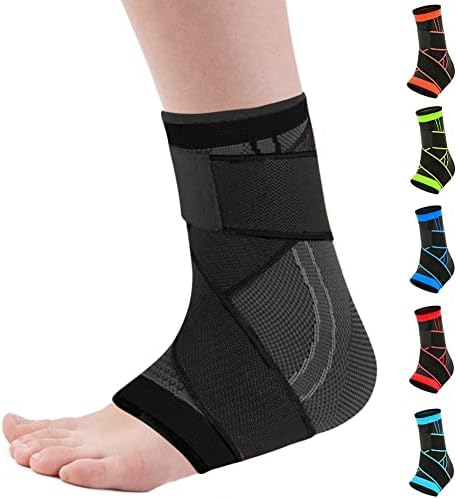 Novetec Ankle Brace for Men & Women Adjustable Compression Ankle Support Ankle Sleeve for Plantar Fasciitis, Achilles Tendon, Sprained Ankle, Stabilize Ligaments, Sports Protection (Black, Medium)