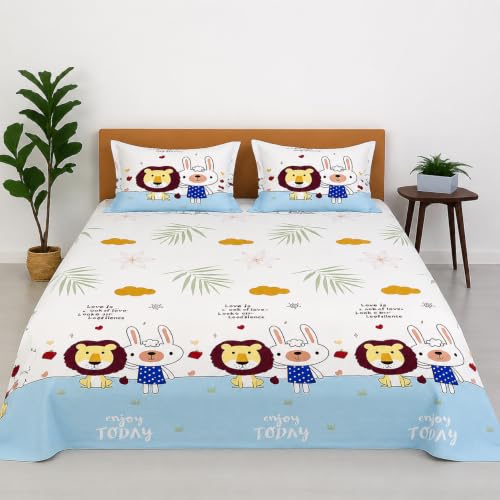 Image of COZY FURNISH Soft Double Bedsheet with 2 Pillow Covers, Microfiber Cotton Bed Sheet, 90 x 100 Inches, Comfortable Bedding Set for Double Bed
