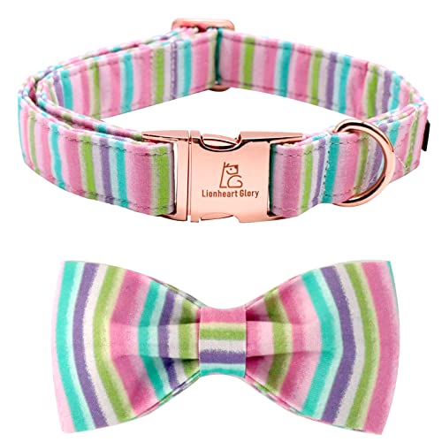 Lionheart glory Easter Dog Collar, Dog Collar with Bow, Pet Collar Adjustable Collar for Dog Bowtie Dog Collars for Medium Dogs