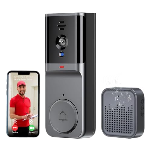 trenzu Video Door Bell with Camera for Home | 1080p Live View on Phone, Night Vision, 2-Way Audio |...