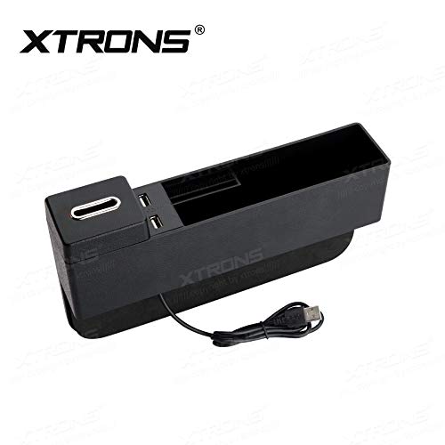 XTRONS Organiseur de Poche latérale pour siège de Voiture avec Porte-Monnaie, 2 Ports USB et Chargement sans Fil pour téléphones Portables, clés, Cartes, Portefeuilles, pièces de Monnaie Cover