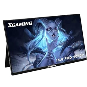 XGaming Portable Monitor 15,6 Zoll Full HD 1920×1080, IPS-Display Portabler Monitor mit Mini HDMI/Type-C/USB-C,Built-in Speaker,Tragbarer Monitor für Laptop/PC/Mac/Switch/Xbox/Phone
