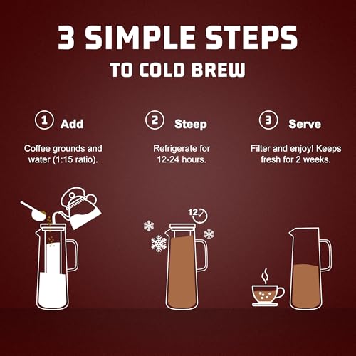 Cafeteira fria fácil de usar, filtro de aço inoxidável superfino e vidro resistente, todas as peças
