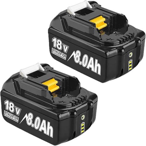 2X 18V 8.0Ah Ersatzakku für Makita, Powtree Akku für Makita 18V BL1860B Kompatibel mit BL1860...
