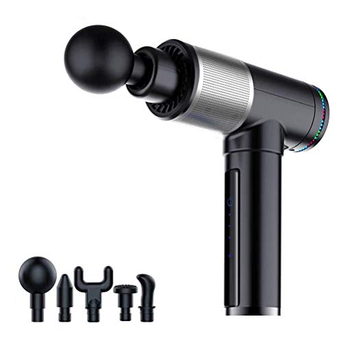 Pistola de masaje Dispositivo de relajación muscular electrónica 3 archivos Masajeador corporal Terapia Cuerpo Masajeador silencioso extra con 5 diferentes cabezales de masaje