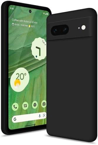 Btstring Case for Google Pixel 7, Soft Silicone Case with Upgraded Camera Protection, Shockproof Slim Case Cover with Anti-Scratch Microfiber Lining, Black