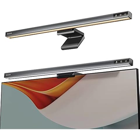 Funlicht Monitor Light Bar, Computer Monitor Lamp for Eye Caring LED Dimmable Screen Light Bar, Touch Control USB Powered Screenbar for Desk/Office/Home/Game, Silver Gray Cover