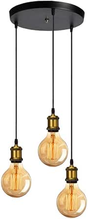 Lustre Industriel Suspension IDEGU 3 Pack - Abat-jour Métal 27cm, E27, Câble Ajustable - Noir/Blanc