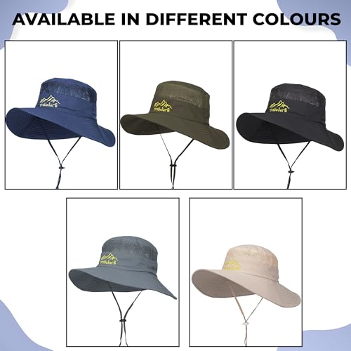 Image of Kraptick Headwear Hat - Lightweight Sun Hat with Foldable Boonie Cap Travellero Round Hat for Travel, UV Protection Summer Cap & Chin Strap with Adjustable Toggle for Secure Fit