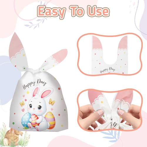 50 Pcs Easter Rabbit Ear Treat Bags