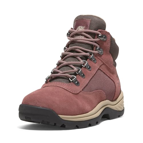 Timberland Women's White Ledge Mid Lace-Up Waterproof Hiking Boot, Red Suede, 10 Medium