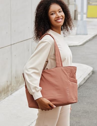 EASYSO Tote Bag for Women,Puffer Travel Tote Bags with Zipper, Quilted Handbag with Compartments for Travel Work Sport,Dusty Rose — view 3