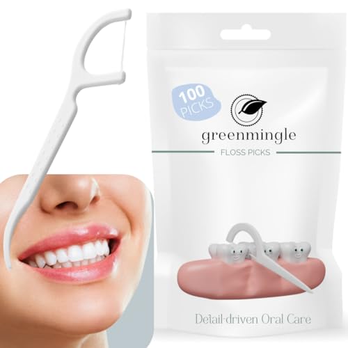 GreenMingle Dental Floss-100 Pcs Dental Floss Toothpick,Teeth Stick,Tooth Picks,Floss Picks,Teeth Cleaning (100 Picks)