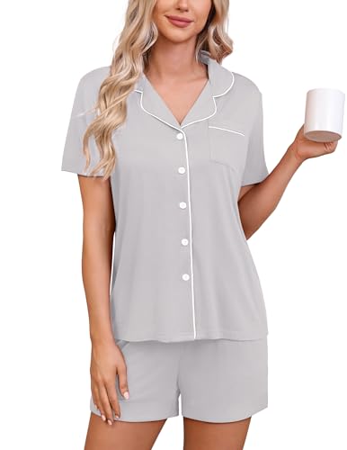 Image of HNG Pajama Sets for Women 2 Piece PJ Sets Short Sleeve Lounge Set Fashion Sleepwear XS-3XL