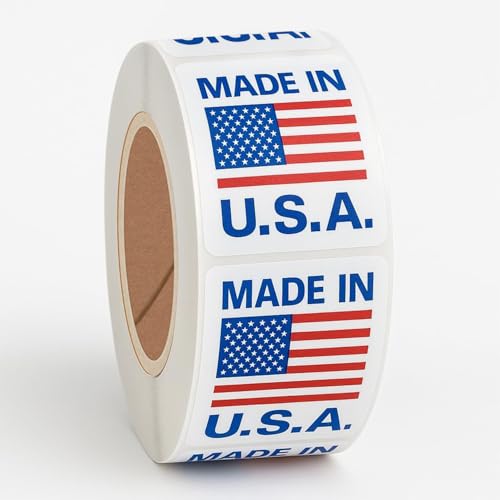 1000pcs Made in USA Pre-Printing Stickers with Flag 1x1 inch Permanent Adhesive Labels - Mysuevin