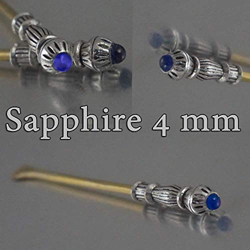 Miniature Spoon Delicate And pleasant Vintage Style Gorgeous. With 4 mm Natural Blue Sapphire Gem Unique Handmade. Christmas Gift, Stocking Stuffer