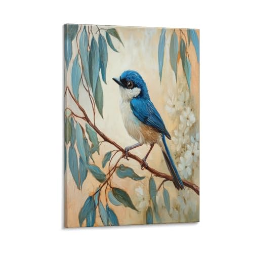 Lienzo decorativo vintage con diseño detallado de hojas en acuarela de 30 x 45 cm