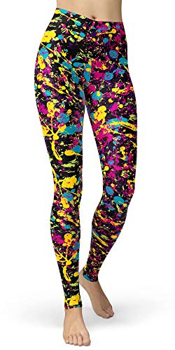 Image of sissycos Women's 80s Leggings Neon Artistic Splash Printed Pants