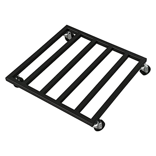 Piattaforma con Ruote ZHAOHUI Pianali Tubo d'Acciaio Anti Ruggine Base Mobile per Vasi con Freno Ruota in Nylon 50 kg Resistente, 6 Taglie (Color : Black, Size : 40x40cm)