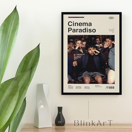 Image of BLINKART Cinema Paradiso Movie Poster Frame 8x12 Inch | Premium 300 GSM Paper Wall Print | Mid Century Vintage Film Artwork for Home, Bedroom, Living Room, Office | Framed Photo Decor